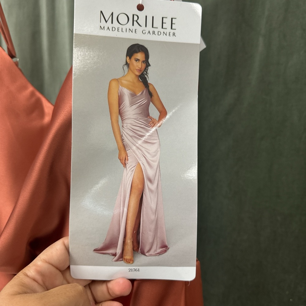 Spice color morilee bridesmaid dress